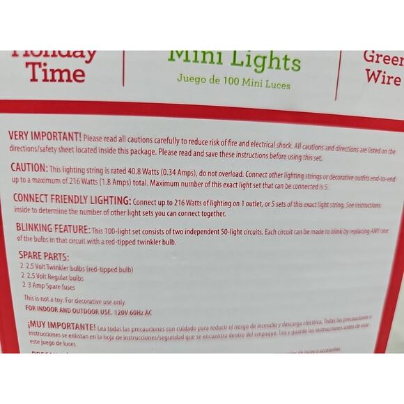 Holiday Time • 100 Clear Mini Lights • Green Wire • Indoor/Outdoor • 23' [2] - Picture 13 of 15